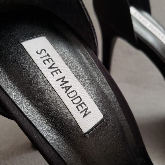 Steve Madden Trusty Sandal Heels in Black Size 10‎ SMAD-WZ1170 Black Tie Bow - Picture 12 of 13